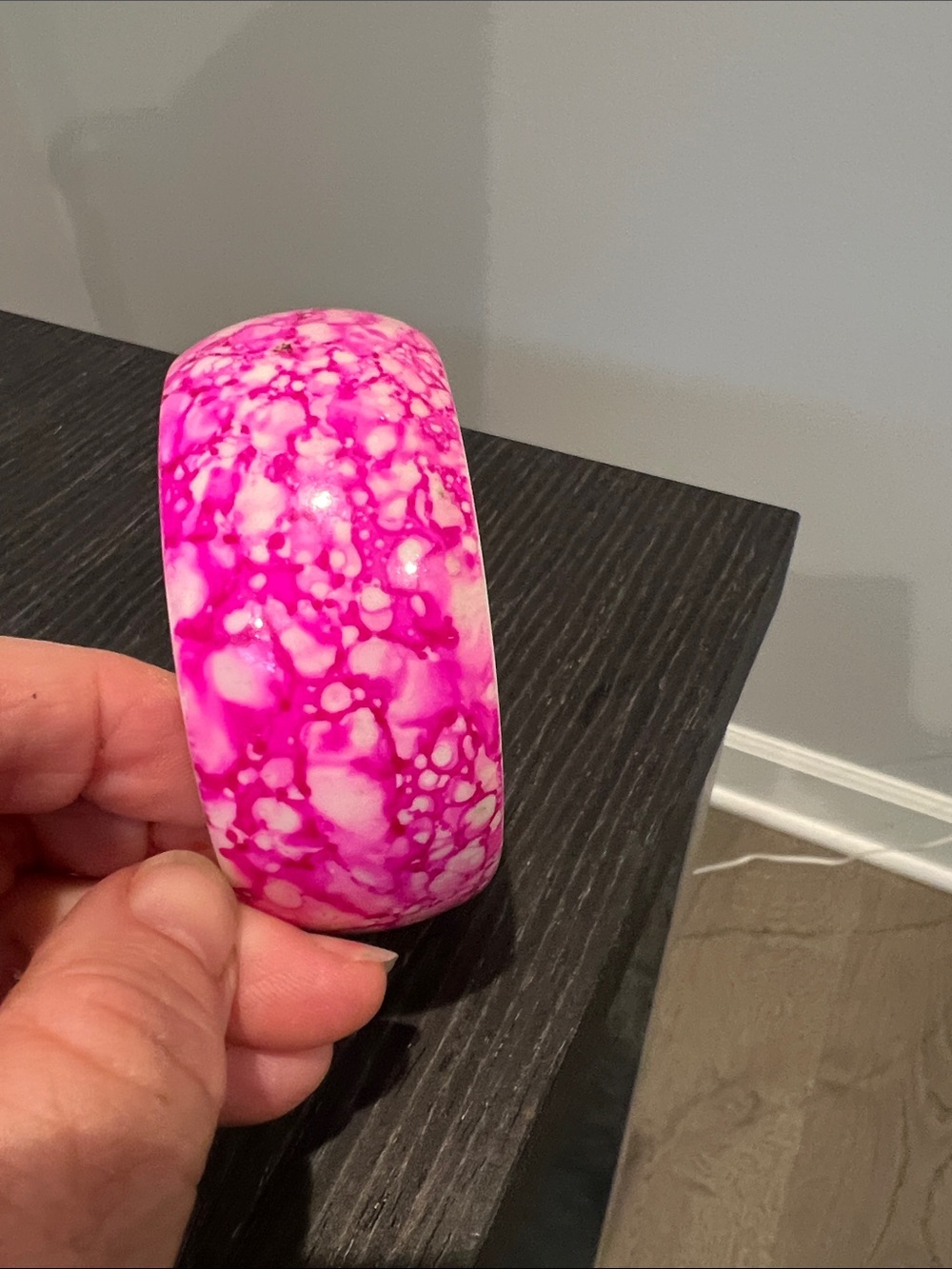 Chunky Pink Marbled Resin Bangle Bracelet